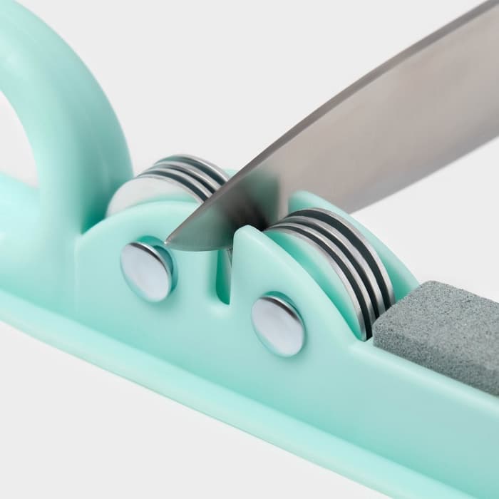 Точилка для ножей Доляна «Острое лезвие», 19×4.5 см, с ручкой и шлифовкой, МИКС