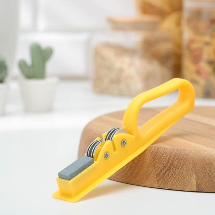 Точилка для ножей Доляна «Острое лезвие», 19×4.5 см, с ручкой и шлифовкой, МИКС