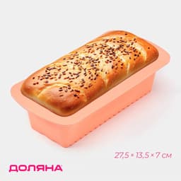 Форма для выпечки Доляна «Хлеб. Полосы», силикон, 27.5×13.5×7 см, внутр.размер 23.5×11 см, персиковая