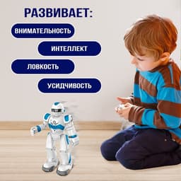 Робот на пульте управления IQ BOT GRAVITONE, радиоуправление, интерактивный, русское озвучивание, цвет синий