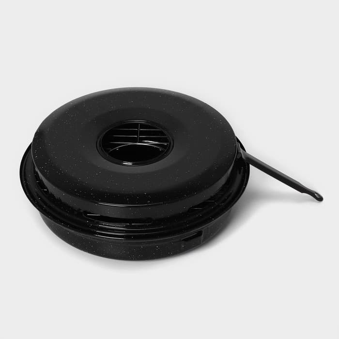 Сковорода - гриль Healthy grill, d=33 см, съёмная ручка, эмалированное покрытие, углеродистая сталь, чёрная