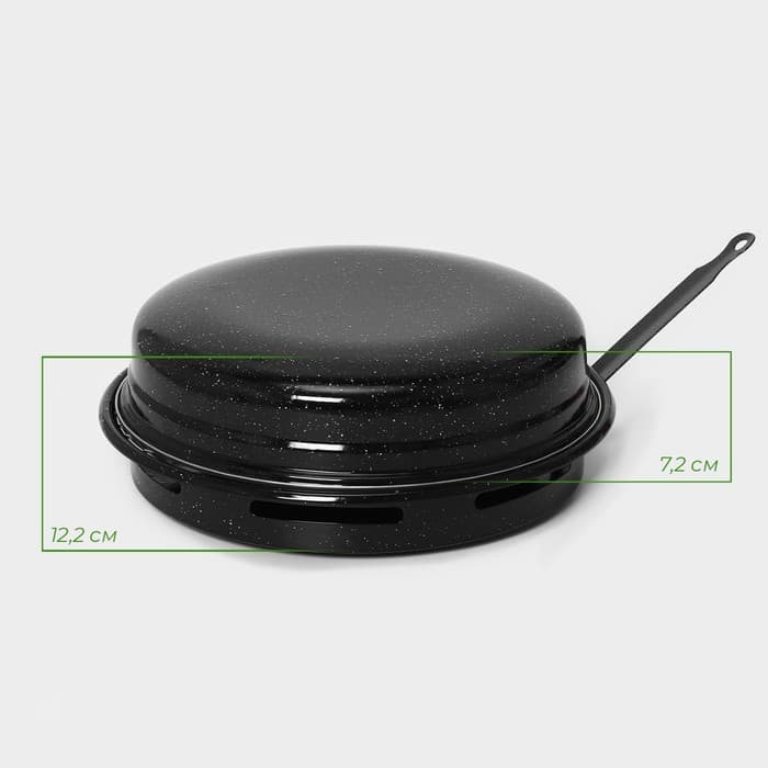 Сковорода - гриль Healthy grill, d=33 см, съёмная ручка, эмалированное покрытие, углеродистая сталь, чёрная