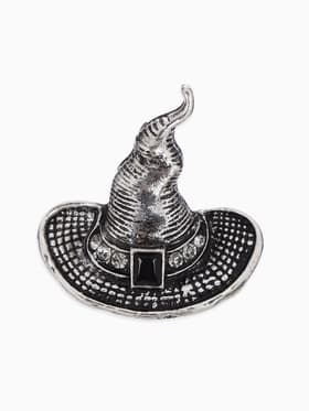 Брошь «Волшебная шляпа», чернёный, белый в цвете серебро