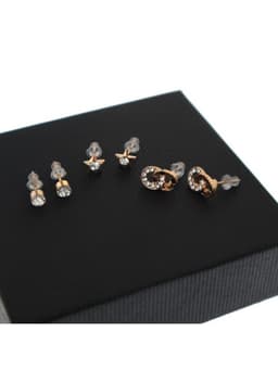 Женский подарочный набор Bolingdun 4 в 1: наручные часы, серьги, d=2.8 см