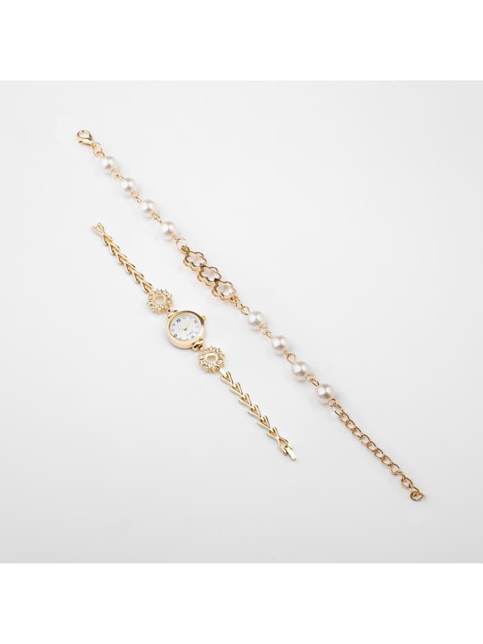 Женский подарочный набор «Наен» 2 в 1: наручные кварцевые часы, браслет, d=2.5 см