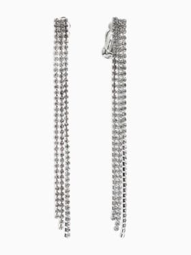 Серьги клипсы для ушей QF «Лёд», тройная сплошная, белые в серебре