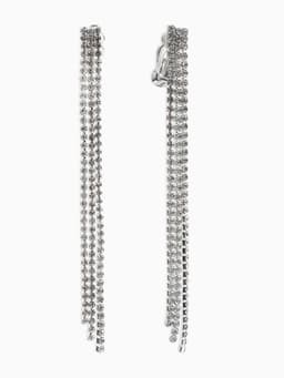 Серьги клипсы для ушей QF «Лёд», тройная сплошная, белые в серебре