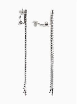 Серьги клипсы для ушей QF «Лёд», тройная сплошная, белые в серебре