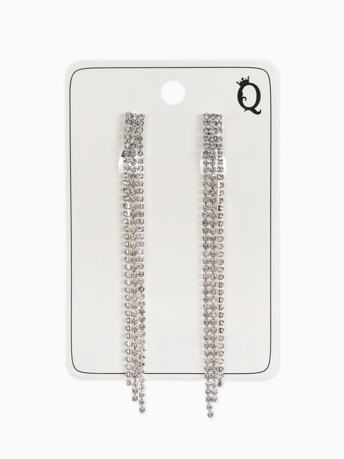 Серьги клипсы для ушей QF «Лёд», тройная сплошная, белые в серебре