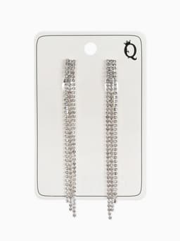 Серьги клипсы для ушей QF «Лёд», тройная сплошная, белые в серебре