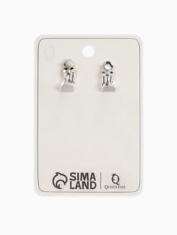 Серьги клипсы для ушей QF «Лёд», тройная сплошная, белые в серебре