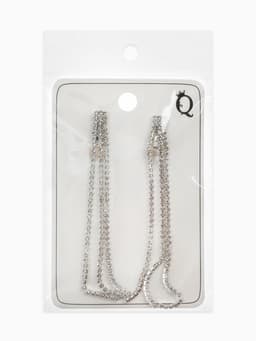 Серьги клипсы для ушей QF «Лёд», тройная сплошная, белые в серебре