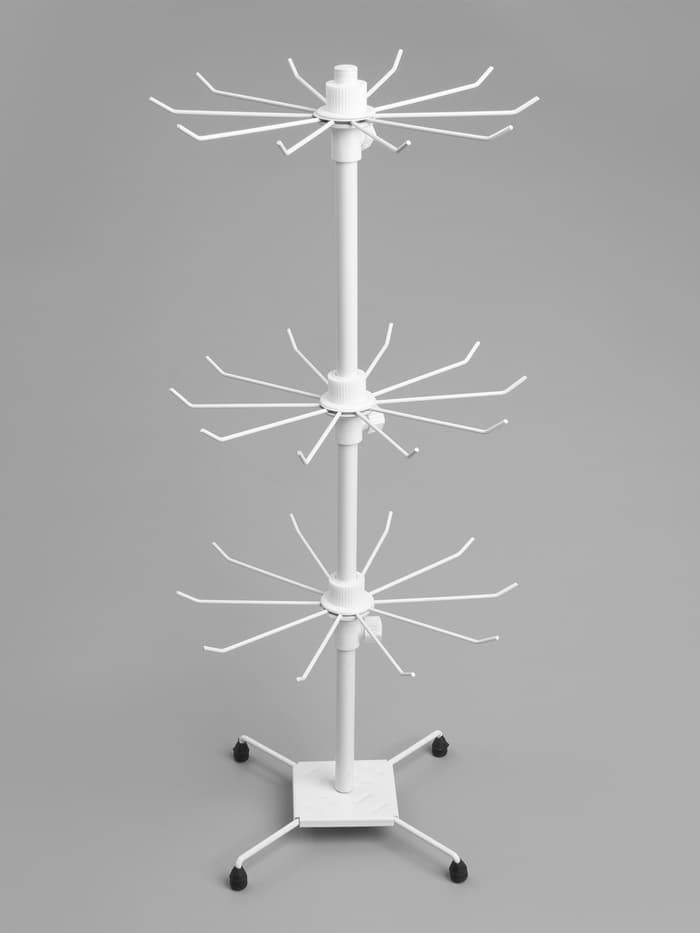 Вертушка, 3 яруса по 10 крючков, 28×28×65 см, белая