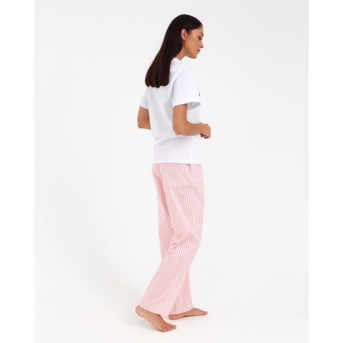 Брюки домашние женские KAFTAN Beautiful, белые, розовые, размер 44-46