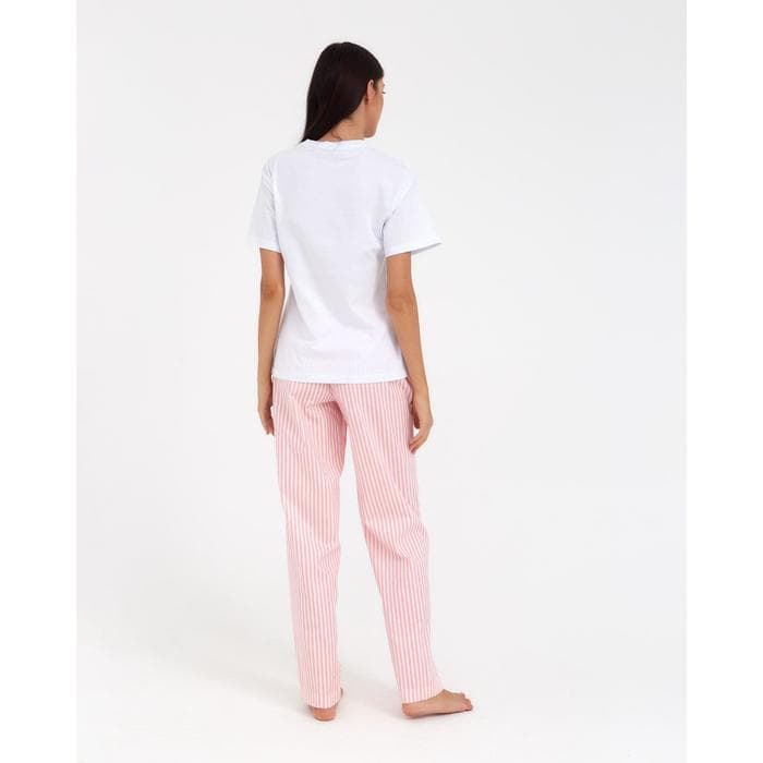 Брюки домашние женские KAFTAN Beautiful, белые, розовые, размер 44-46