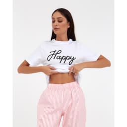 Брюки домашние женские KAFTAN Beautiful, белые, розовые, размер 48-50