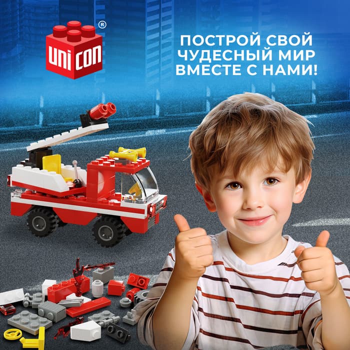 Конструктор UNICON «Пожарная бригада», 133 детали
