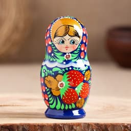 Матрешка деревянная «Синее платье», 5-кукольная, 10 см, ручная роспись