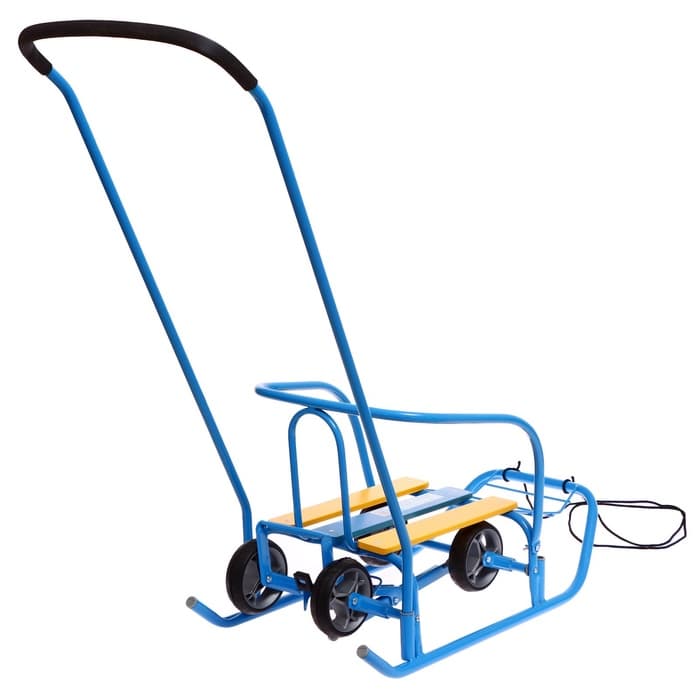 Санки детские с колёсами Nika Kids «Ветерок 7 универсал», с ручкой, голубые