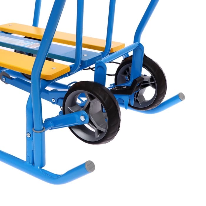 Санки детские с колёсами Nika Kids «Ветерок 7 универсал», с ручкой, голубые