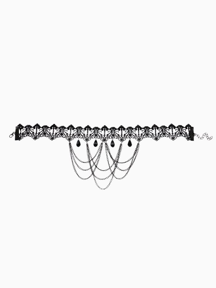 Чокер «Госпожа», ажур и цепочки, чёрный, 30 см