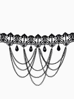 Чокер «Госпожа», ажур и цепочки, чёрный, 30 см