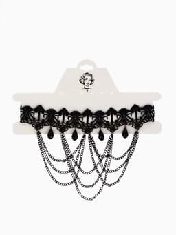 Чокер «Госпожа», ажур и цепочки, чёрный, 30 см