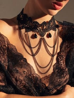 Чокер «Госпожа», ажур и цепочки, чёрный, 30 см