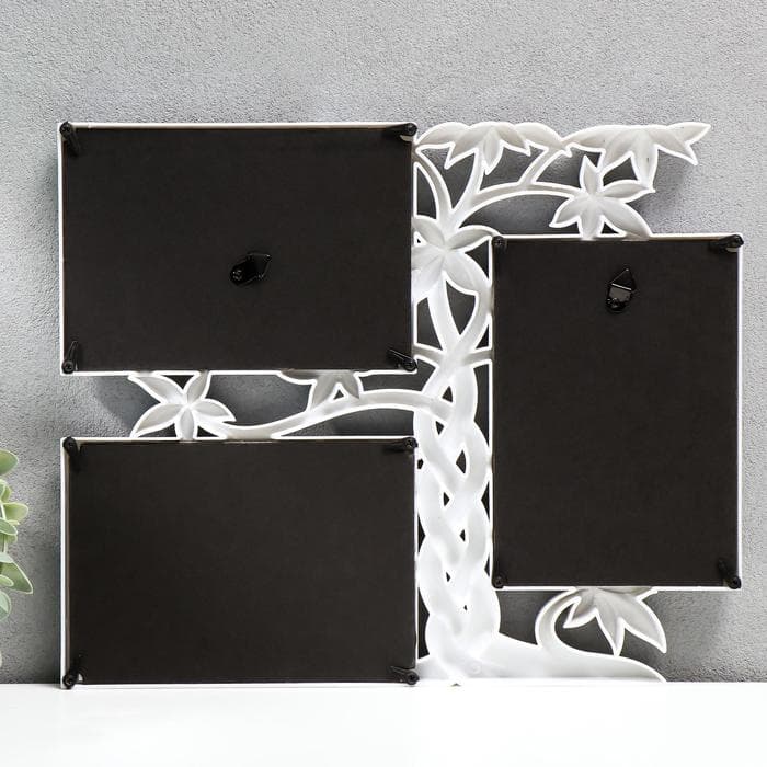 Фоторамка - коллаж на 3 фото 10×15 см «Дерево-косичка», белая, 32.5×26.5×2 см