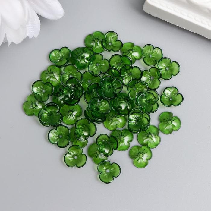 Бусины для творчества пластик «Шляпка для бусин» набор 50 шт. прозрачный зелёный 0.4×1×1 см