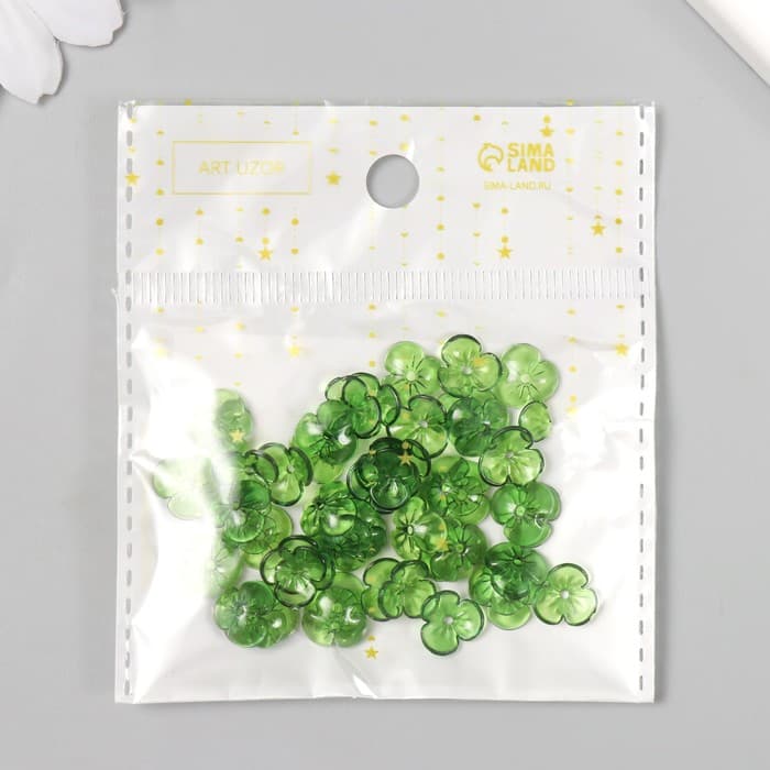 Бусины для творчества пластик «Шляпка для бусин» набор 50 шт. прозрачный зелёный 0.4×1×1 см