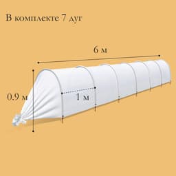 Парник прошитый, длина 6 м, 7 дуг из пластика, дуга L=2.4 м, d=16 мм, спанбонд 35 г/м², «уДачный»