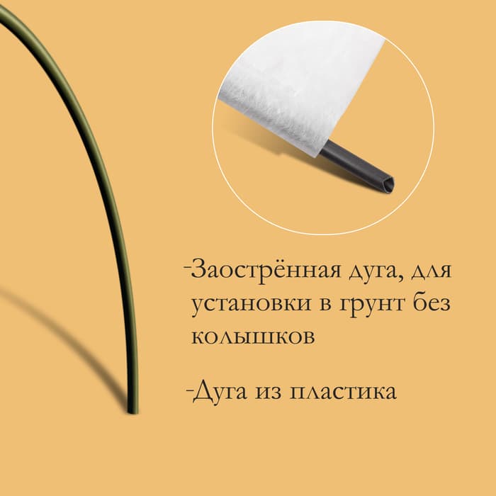 Парник прошитый, длина 6 м, 7 дуг из пластика, дуга L=2.4 м, d=16 мм, спанбонд 35 г/м², «уДачный»