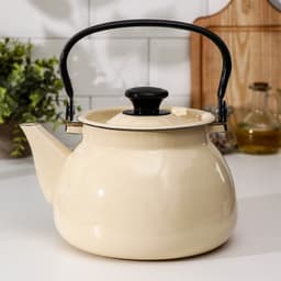 Чайник, 3 л, эмалированная сталь, слоновая кость