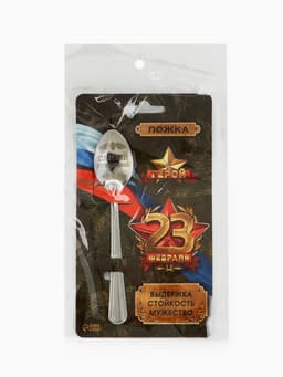Ложка чайная с гравировкой «23 февраля», 14×3 см