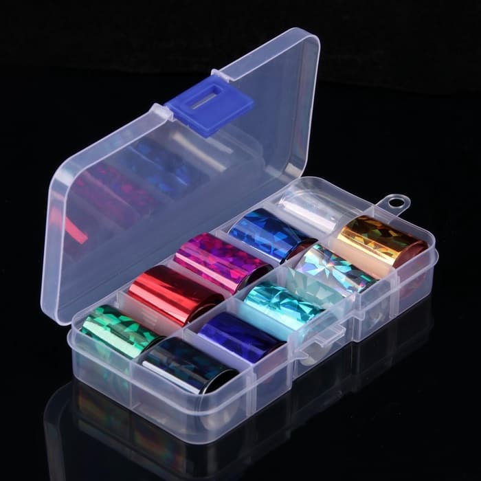 Набор фольги для ногтей «Битое стекло», 2.5×50 см, 10 шт., в пластиковом органайзере