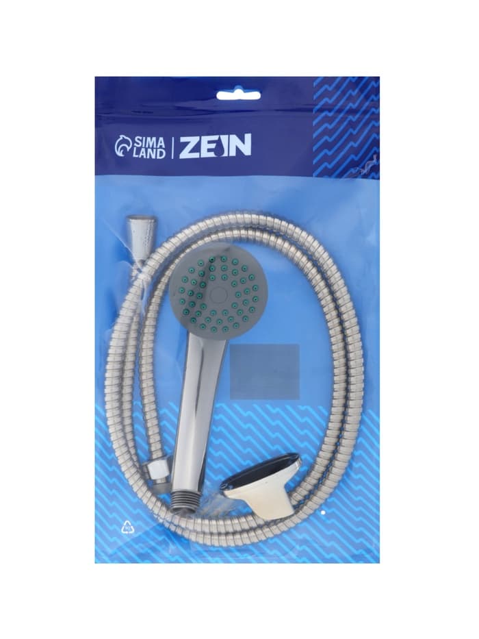 Набор для душа ZEIN Z0201, шланг 150 см, держатель для душа, гайки пластик, лейка 1 режим
