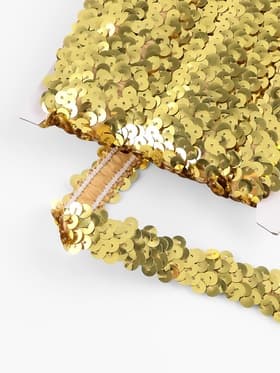 Тесьма декоративная с пайетками, на резинке, 2 см, 9±0.5 м, цвет золотой