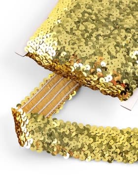 Тесьма декоративная с пайетками, на резинке, 3.5 см, 9 ± 0.5 м, цвет золотой