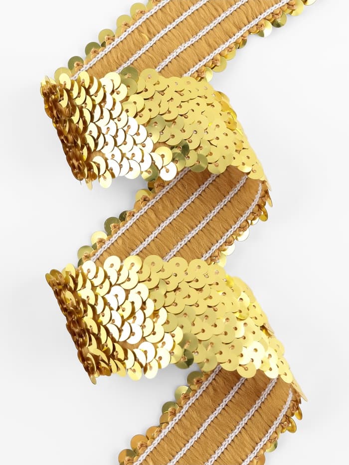 Тесьма декоративная с пайетками, на резинке, 3.5 см, 9 ± 0.5 м, цвет золотой