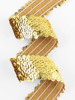 Тесьма декоративная с пайетками, на резинке, 3.5 см, 9 ± 0.5 м, цвет золотой