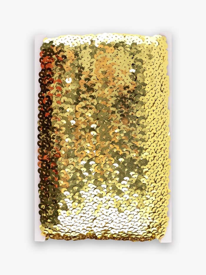 Тесьма декоративная с пайетками, на резинке, 3.5 см, 9 ± 0.5 м, цвет золотой