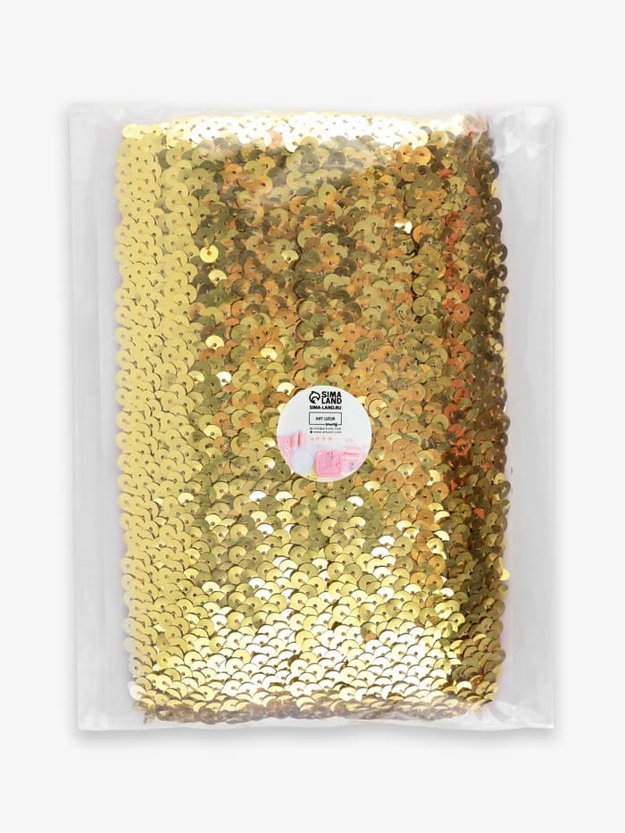 Тесьма декоративная с пайетками, на резинке, 3.5 см, 9 ± 0.5 м, цвет золотой