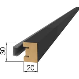 Интерьерная рейка МДФ «Милана» Black Edition, 2700×30×20 мм, цвет чёрный