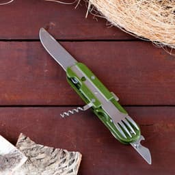 Набор туриста «Лесник» 5 в 1 в чехле: штопор, открывалка, нож, ложка, вилка