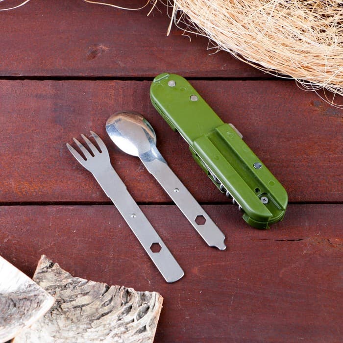 Набор туриста «Лесник» 5 в 1 в чехле: штопор, открывалка, нож, ложка, вилка