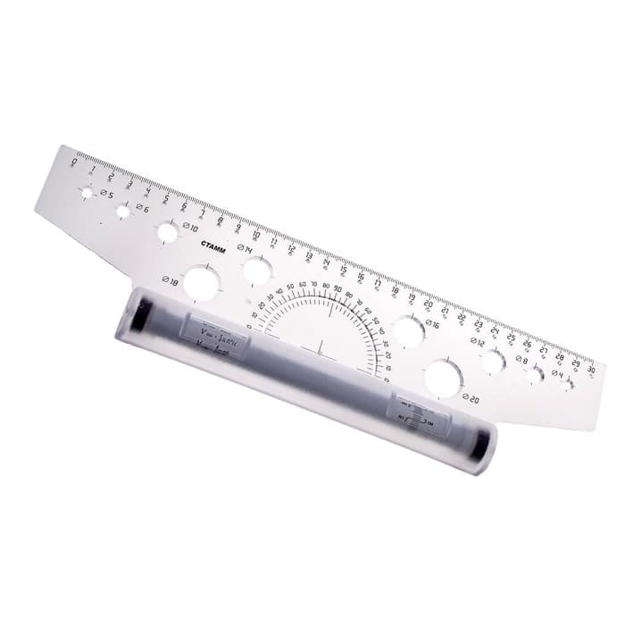 Линейка-рейсшина «Стамм», 30 см, бесцветная, пластиковый ролик