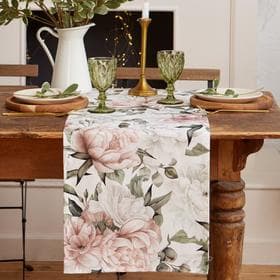 Дорожка на стол «Этель. Пионы» 40×145±5 см, 100% хлопок, саржа 190 г/м², белая/розовая