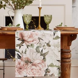 Дорожка на стол «Этель. Пионы» 40×145±5 см, 100% хлопок, саржа 190 г/м², белая/розовая