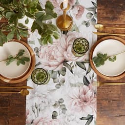 Дорожка на стол «Этель. Пионы» 40×145±5 см, 100% хлопок, саржа 190 г/м², белая/розовая